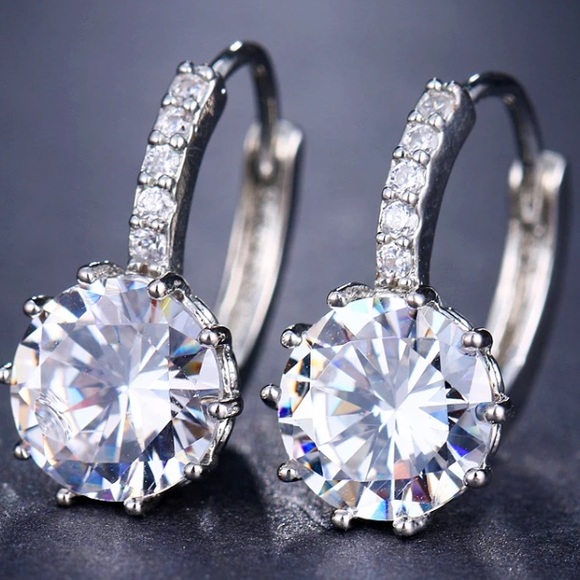 Sterling silver diamond earrings - Picture 2 of 4